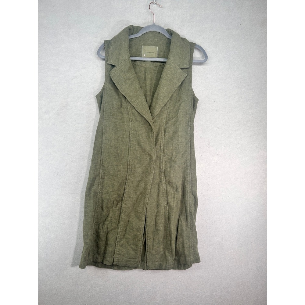 Anthropologie Olive Green Linen Blend Longline Sleeveless Vest XS OB1517224